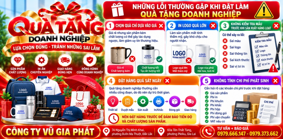 1 số Lỗi thường gặp khi đặt làm quà tặng doanh nghiệp